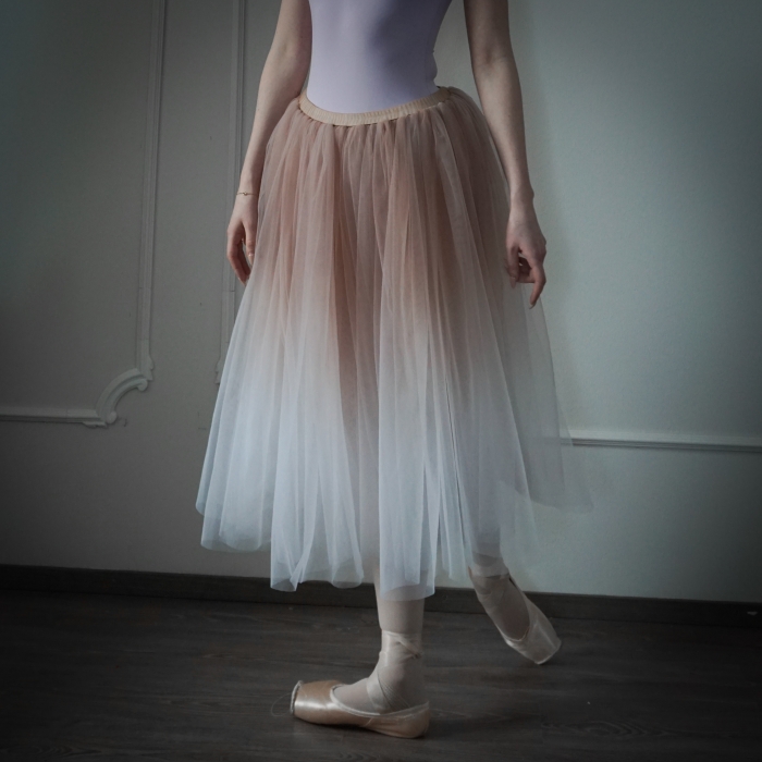 One in stock | Ombré Rose Beige Romantic Tulle Skirt