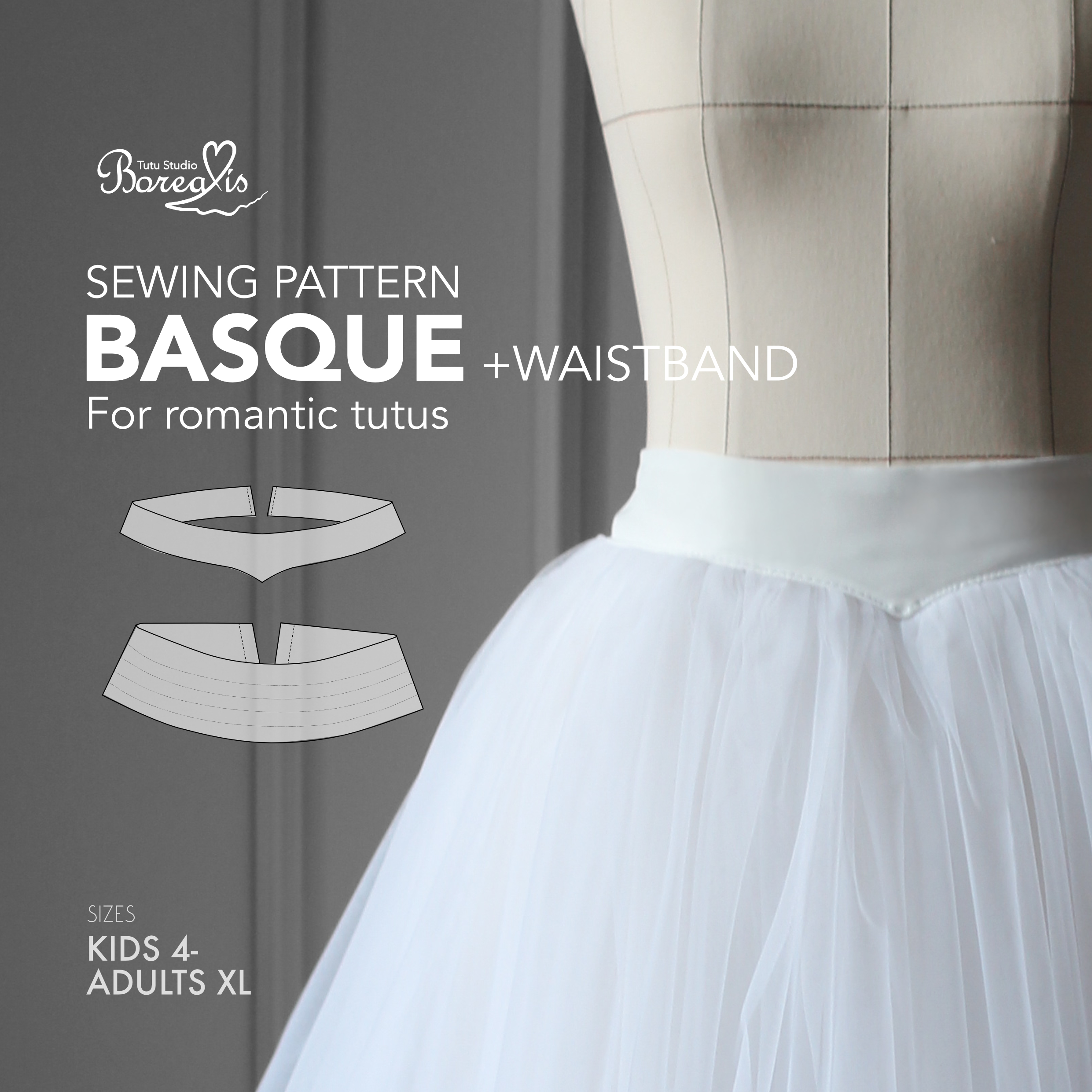 SEWING PATTERN Romantic tutu basque and waistband Tutu Studio
